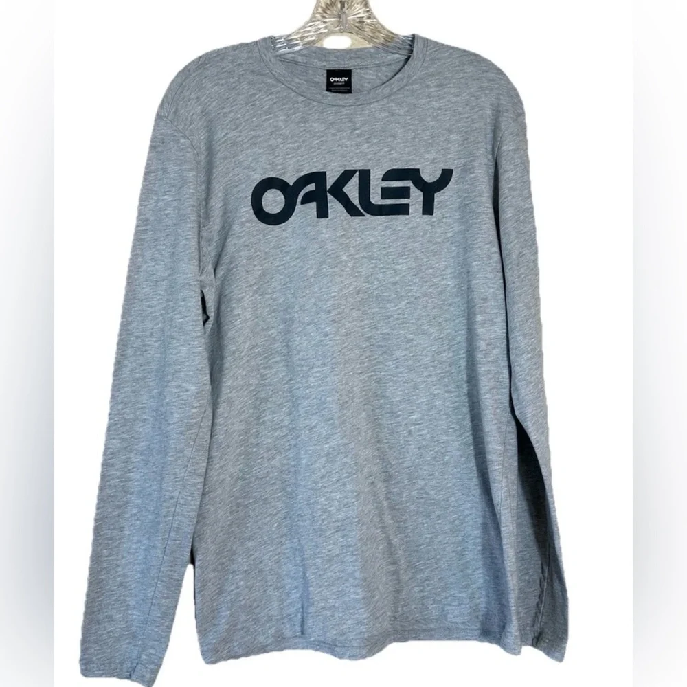 Oakley Mens Long Sleeve T-Shirt Gray Heather Graphic Crew Neck XL Regular Fit - Picture 1 of 7